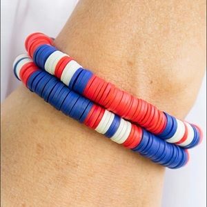 Heishi/Clay Bead Red, White, and Blue Bracelet